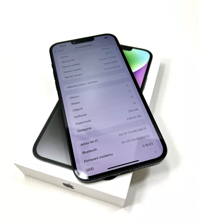 SMARTFON APPLE IPHONE 14 PLUS 6 GB / 256 GB 5G CZARNY KOMPLET