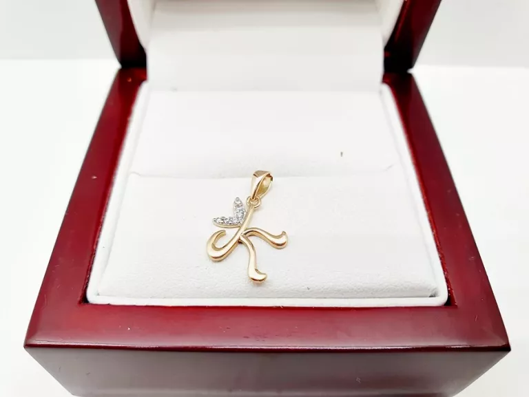 UROCZA DELIKATNA ZŁOTA ZAWIESZKA LITERKA K CYRKONIE P333 8CT 0,44G