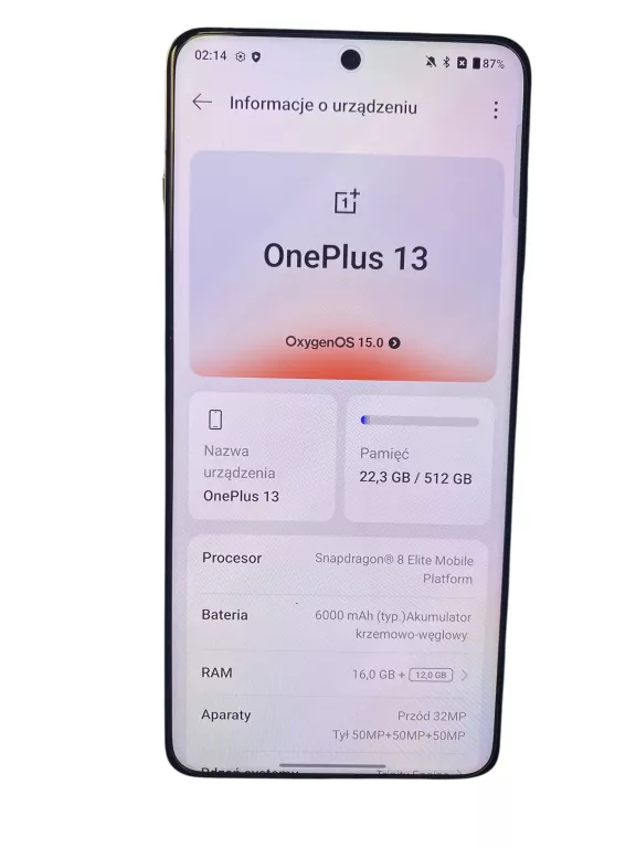 SMARTFON ONEPLUS 13 16 GB / 512 GB 5G BIAŁY