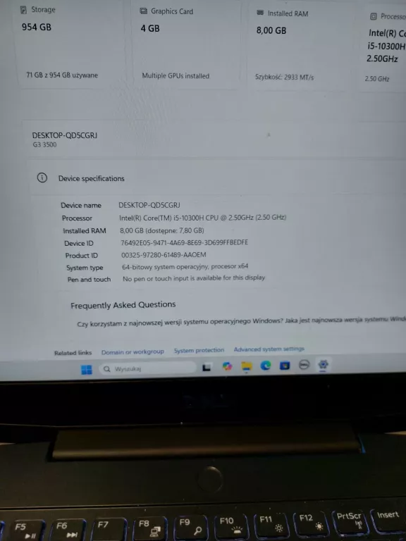 LAPTOP  DELL G3 /I5/8/1TB TORBA /ZASILACZ