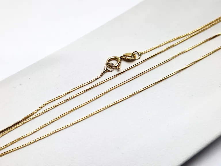 ZŁOTY ŚLICZNY DROBNY ŁANCUSZEK KOSTKA [585, 1,07G, 49CM]