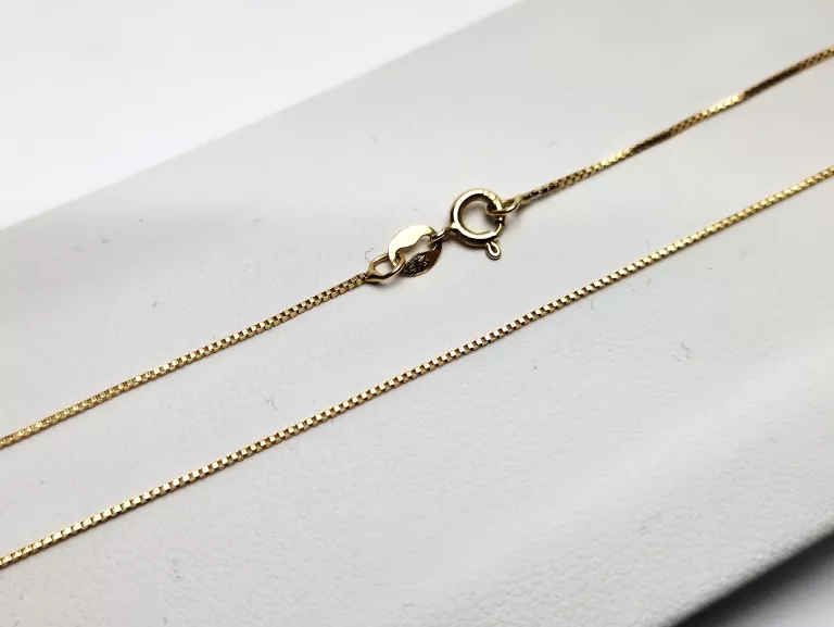 ZŁOTY ŚLICZNY DROBNY ŁANCUSZEK KOSTKA [585, 1,07G, 49CM]