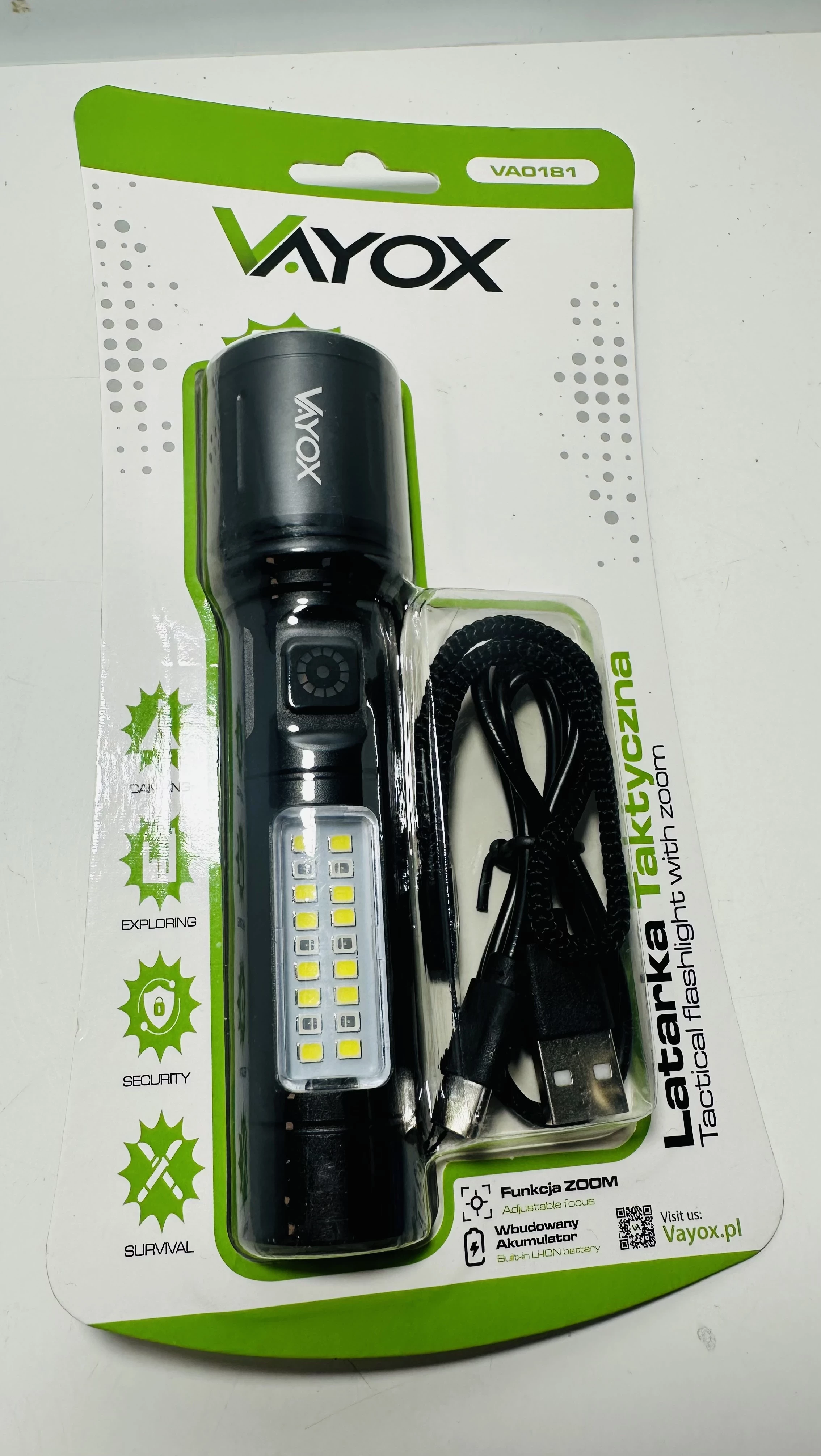 latarka-taktyczna-led-ze-swiatlem-bocznym-vayox-va0181-akumulatorowa-260lm-ean-gtin-5905490802668