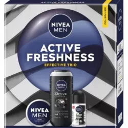 NIVEA ACTIVE FRESHNESS ZESTAW KOSMETYKÓW DLA MĘŻCZYZN ŻEL + KREM + ROLL-ON