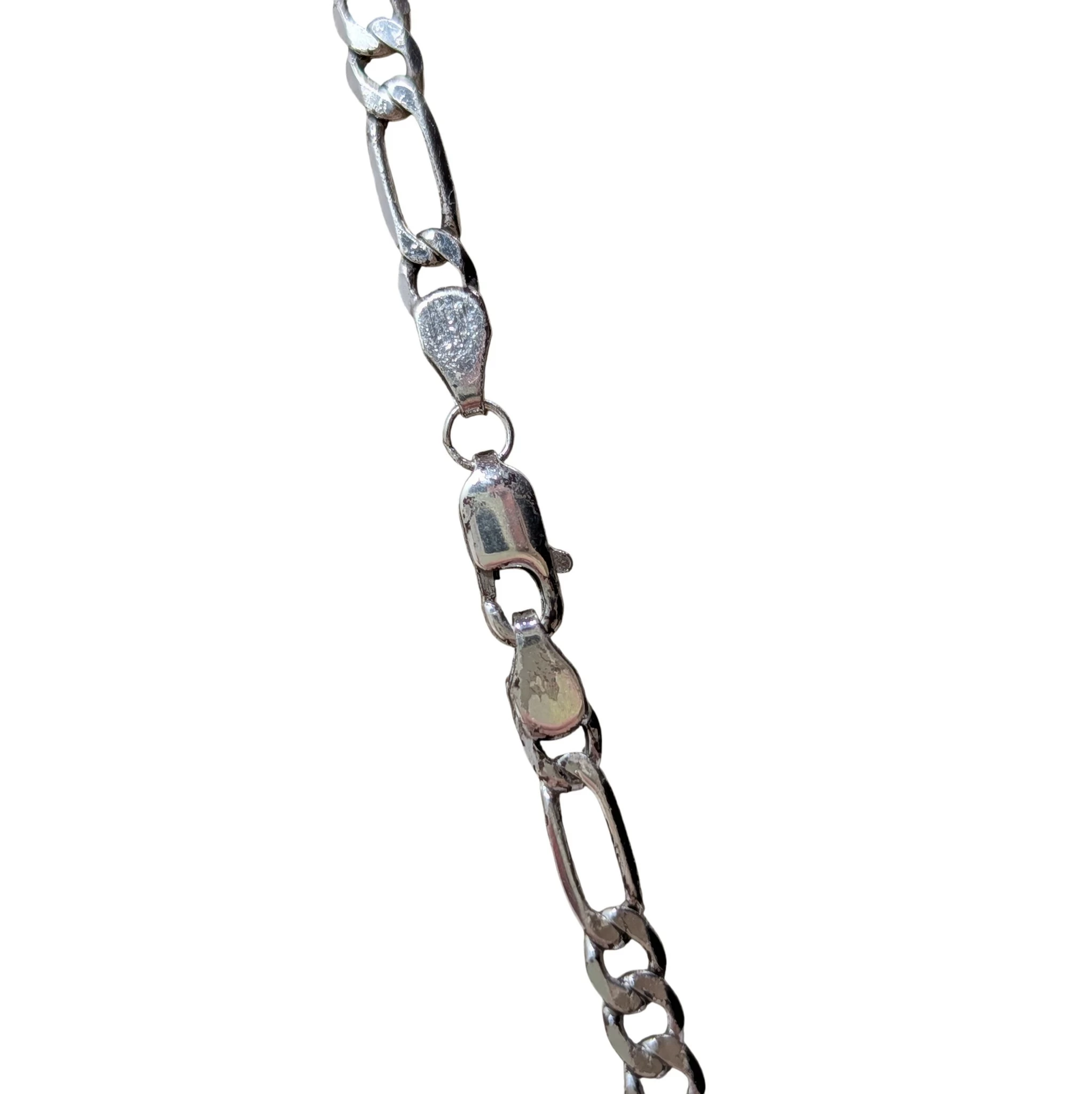 piekny-srebrny-lancuszek-figaro-z-zawieszka-46cm-608g-stan-11323-2