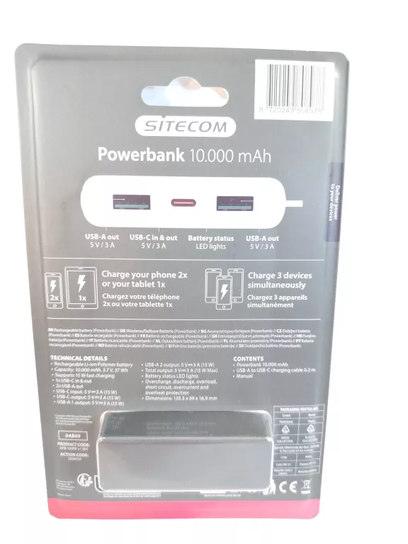 powerbank-szary-sitecom-10000-mah-8720249808954-ean-gtin-8720249808954