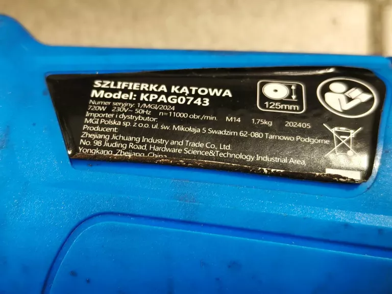 SZLIFIERKA KĄTOWA KINPOW KPAG0743 PUDEŁKO