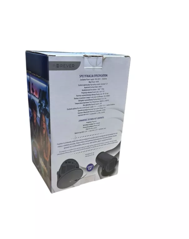 PROJEKTOR FOREVER FP-100 SMART LED WIFI BLUETOOTH FULL HD 150" BIAŁY