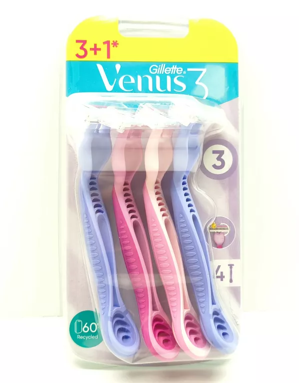 GILLETTE VENUS 3 COLORS MASZYNKI JEDNORAZOWE DO GOLENIA DLA KOBIET, 4 SZT.