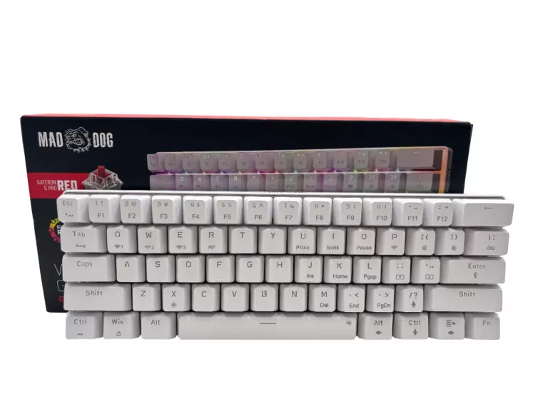 KLAWIATURA MECHANICZNA MAD DOG WIRELESS GAMING GK850W GATERON RED BIAŁY