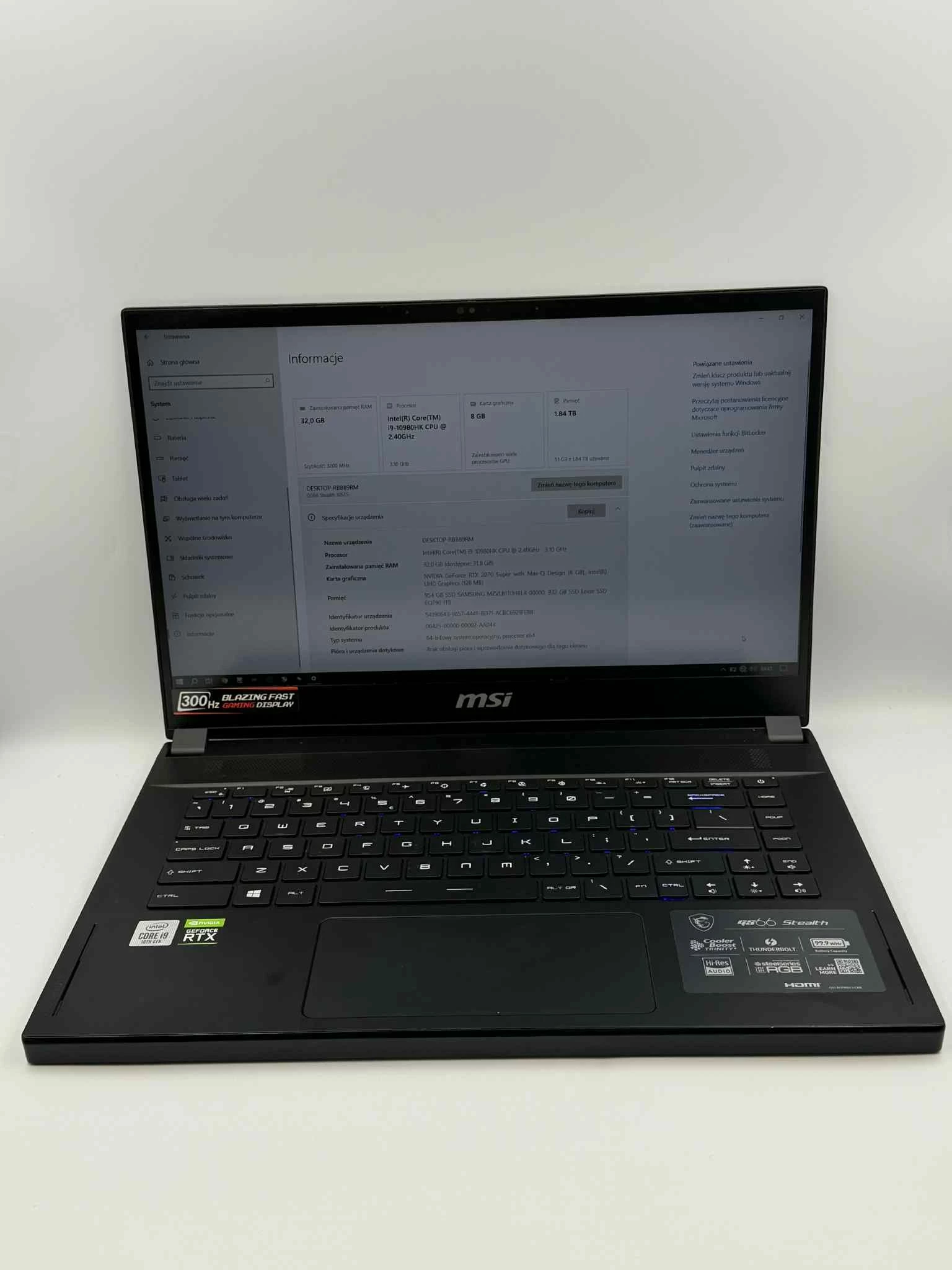 laptopa-msi-gs66-stealth-i9-rtx-2070-8-gb-32-gb-ram-2-tb-ssd-pojemnosc-dysku-2000