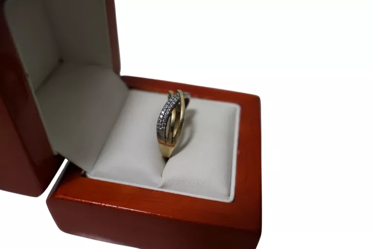 CUDOWNY ZŁOTY PIERŚCIONEK Z CYRKONIAMI 3,46G 585