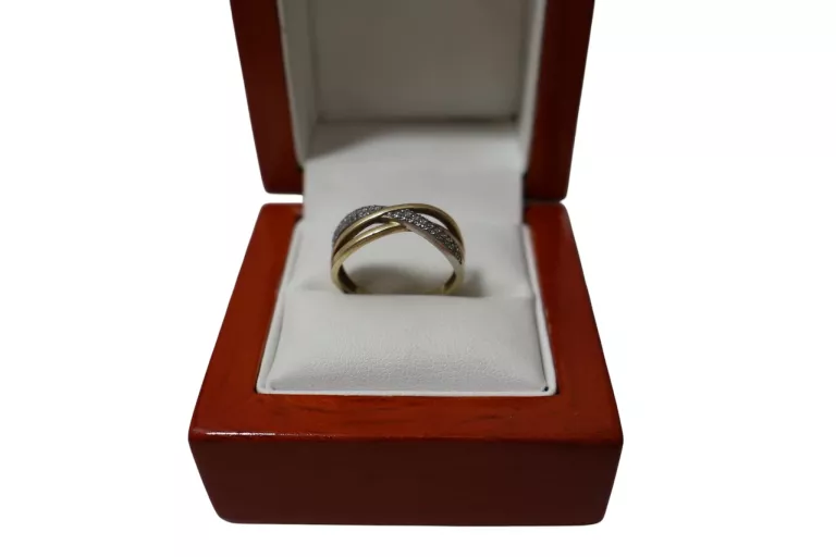 CUDOWNY ZŁOTY PIERŚCIONEK Z CYRKONIAMI 3,46G 585