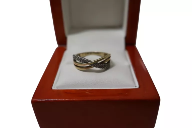 CUDOWNY ZŁOTY PIERŚCIONEK Z CYRKONIAMI 3,46G 585