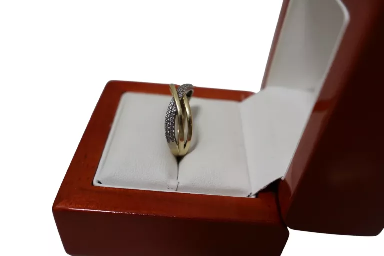 CUDOWNY ZŁOTY PIERŚCIONEK Z CYRKONIAMI 3,46G 585