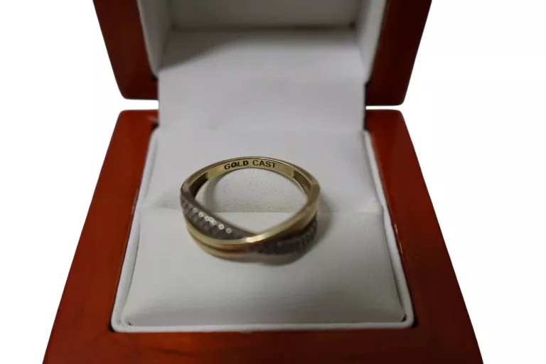 CUDOWNY ZŁOTY PIERŚCIONEK Z CYRKONIAMI 3,46G 585