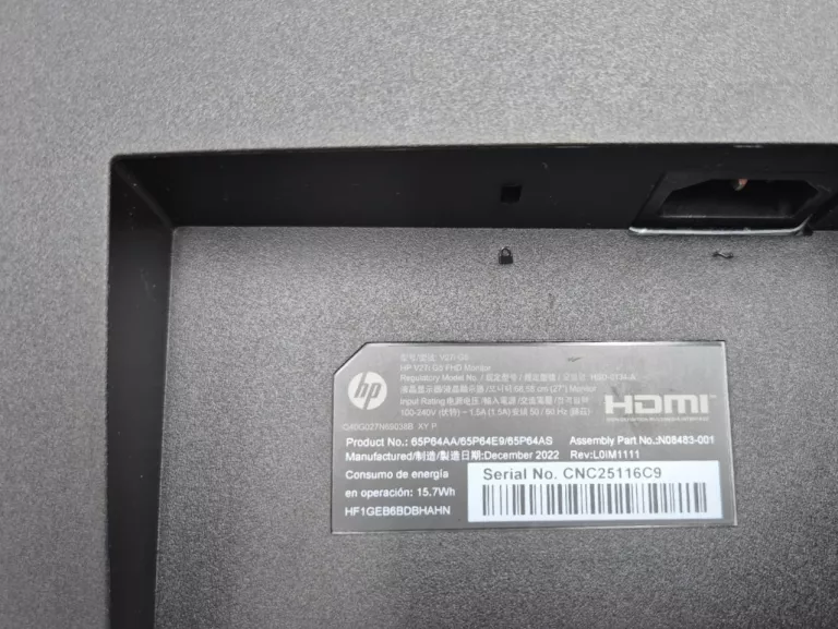 MONITOR HP V27I G5 HSD-0134-A  27" 1920 X 1080PX FULL HD 75 HZ