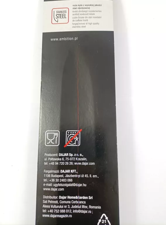 NÓŻ KUCHENNY TITANIUM 20 CM AMBITION