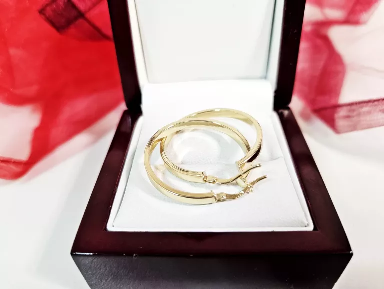 PRZEPIĘKNE ZŁOTE KOLCZYKI KOŁA PŁASKIE 1,91G 585P