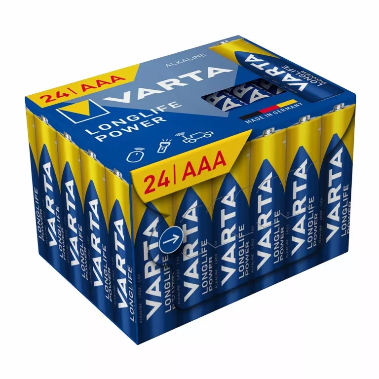 BATERIE ALKALICZNE VARTA LONGLIFE POWER AAA 1,5V 24 SZT. *STAN FABRYCZNY*