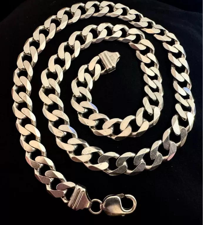 MASYWNY ŁAŃCUSZEK SREBRNY PANCERKA – PRÓBA 925, 100G WYSOKI POŁYSK 50CM