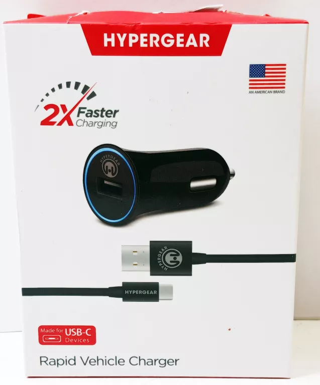 HYPERGEAR SZYBKA ŁADOWARKA SAMOCHODOWA 2.4A Z KABLEM MICRO USB-C 1.2M CZAR