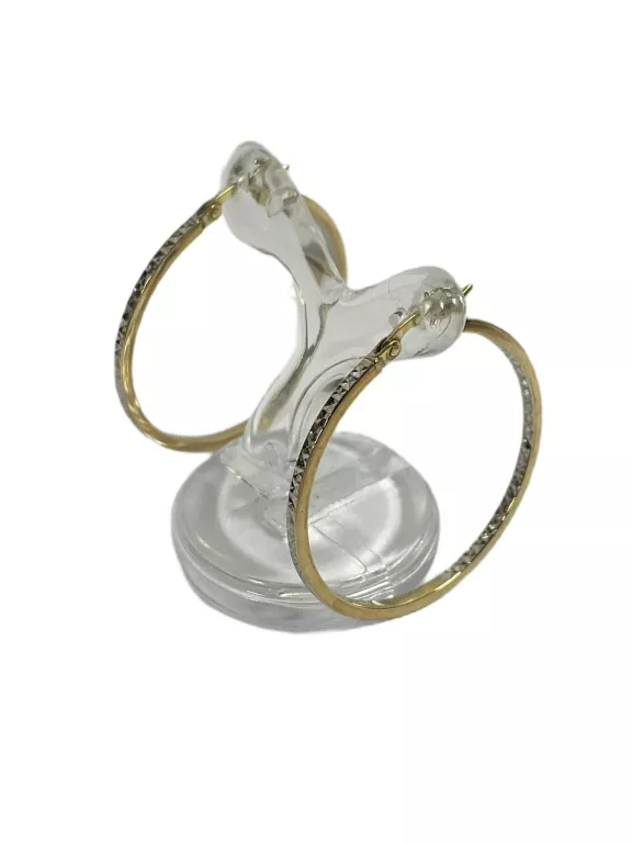 ZŁOTE KOLCZYKI KOŁA ZASTRZASK Z BIAŁYM ZŁOTEM  333 1,75G