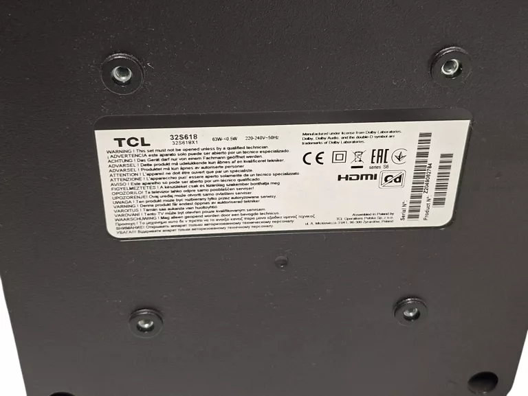 TELEWIZOR TCL 32S618 32" LED HD ANDROID TV 2X10 DVBT-2