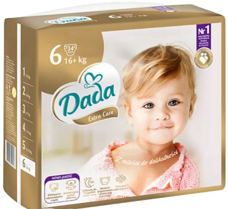 DADA PIELUCHY JEDNORAZOWE EXTRA CARE 6 EXTRA LARGE 16+ KG 34 SZT.
