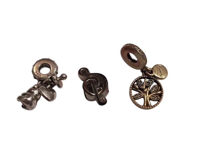 SREBRNA BRANSOLETKA PANDORA 18CM + 3 CHARMSY (1CHARMS PANDORA) PR925