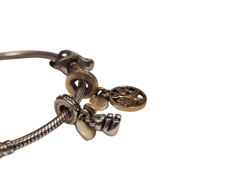 SREBRNA BRANSOLETKA PANDORA 18CM + 3 CHARMSY (1CHARMS PANDORA) PR925