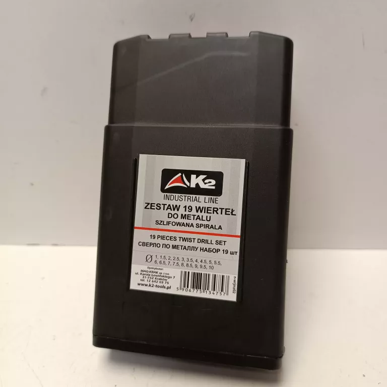 ZESTAW WIERTEŁ DO STALI K2 19SZT 1-10MM