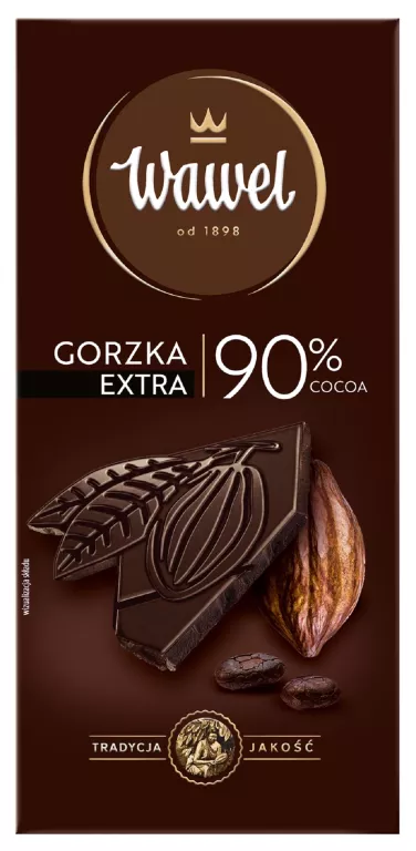 CZEKOLADA GORZKA PREMIUM 90% COCOA 90G WAWEL
