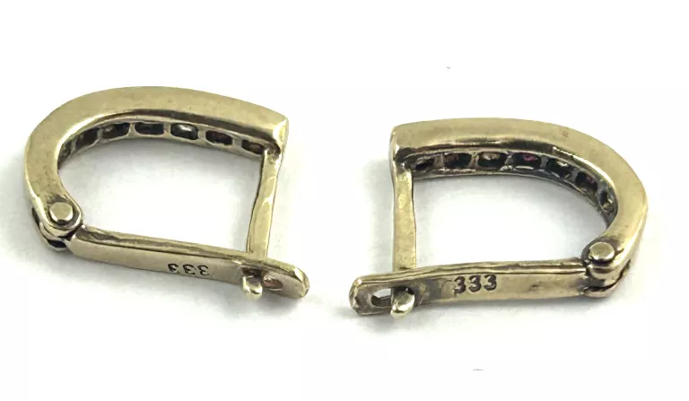 ZŁOTE KOLCZYKI CZERWONE CYRKONIE 0,96G PR333