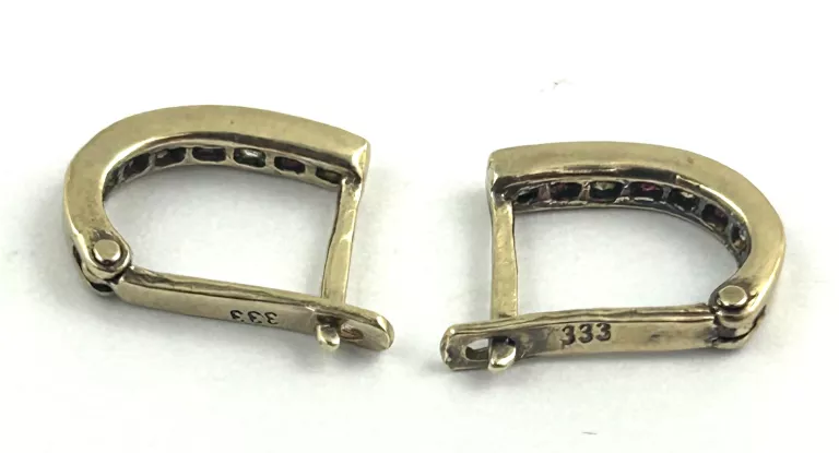 ZŁOTE KOLCZYKI CZERWONE CYRKONIE 0,96G PR333