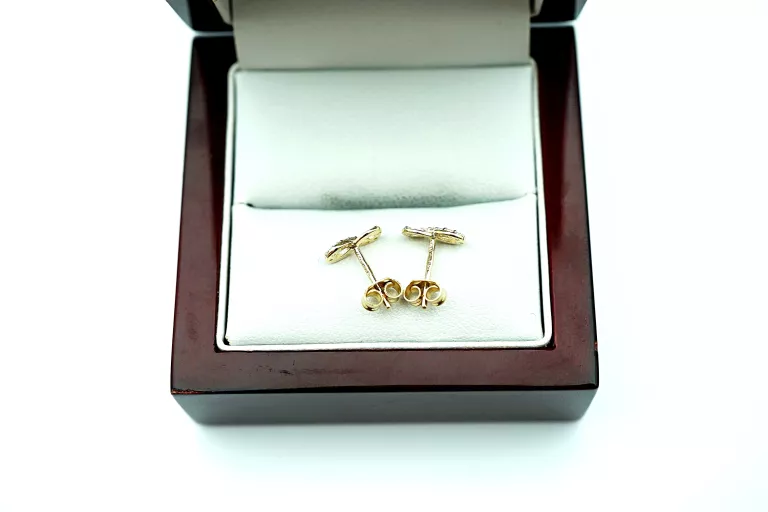 ZŁOTE KOLCZYKI - ZNAK NIESKOŃCZONOŚCI - CYRKONIE - PR: 375 9MM 9K