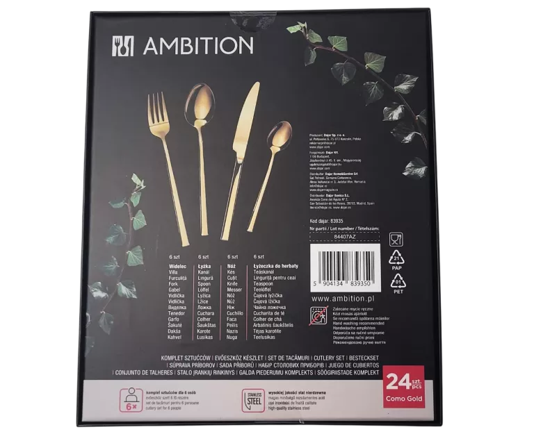 KOMPLET SZTUĆCÓW 24-ELEMENTOWY AMBITION COMO GOLD 83935