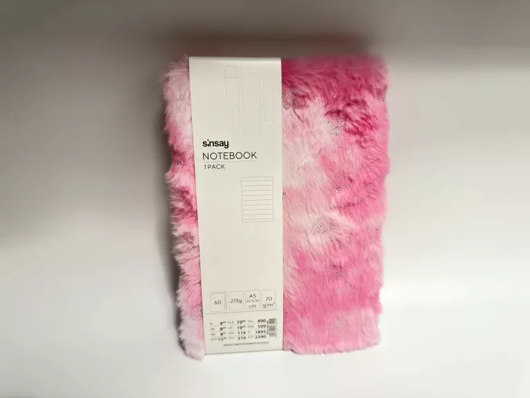 NOTES SINSAY RÓŻOWY LIS PUCHOWY 5907225233204