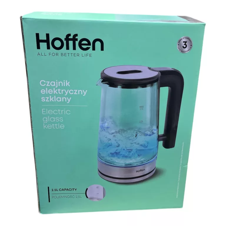 CZAJNIK ELEKTRYCZNY SZKLANY 2,5L HOFFEN