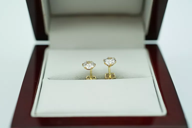 PIĘKNE ZŁOTE KOLCZYKI [585] 0,80G CYRKONIE