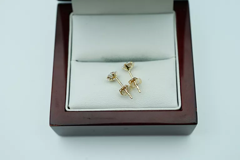 PIĘKNE ZŁOTE KOLCZYKI [585] 0,80G CYRKONIE