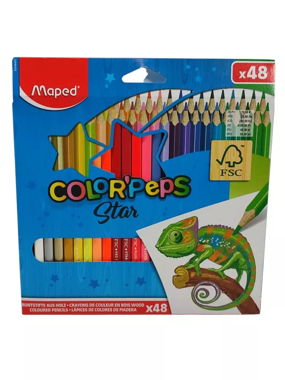 KREDKI OŁÓWKOWE TRÓJKĄTNE MAPED COLOR'PEPS STAR 48 SZTUK