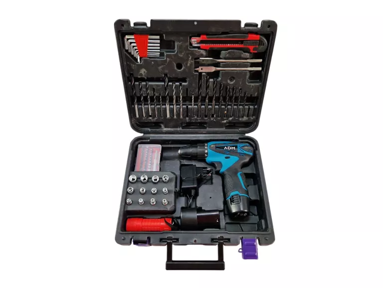 ZESTAW WKRĘTARKA ADM 12V + 2X AKU + AKCESORIA BITY WIERTŁA NASADKI WALIZKA