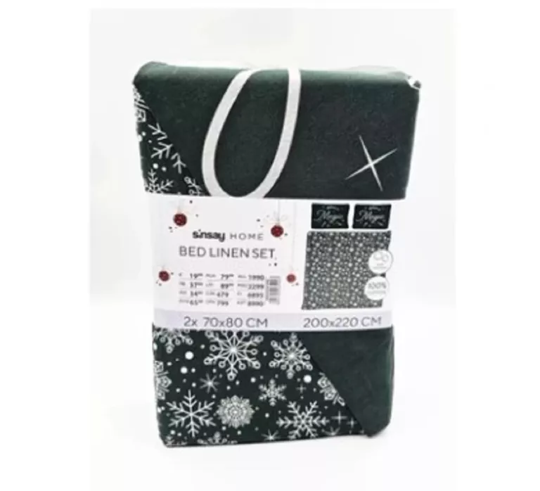 POSCIEL SINSAY 200X220 W ŚNIEZYNKI SWIATECZNA