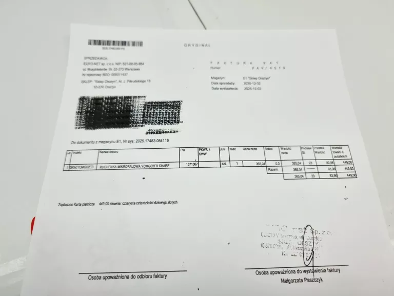 KUCHENKA MIKROFALOWA SHARP YC-MG02E-B