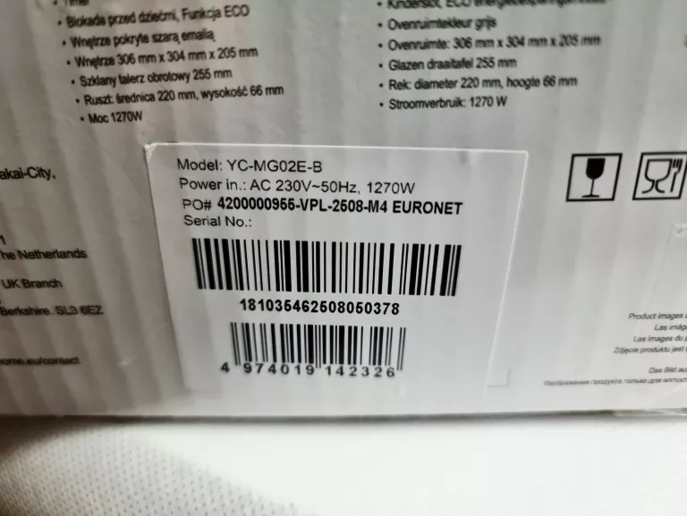 KUCHENKA MIKROFALOWA SHARP YC-MG02E-B