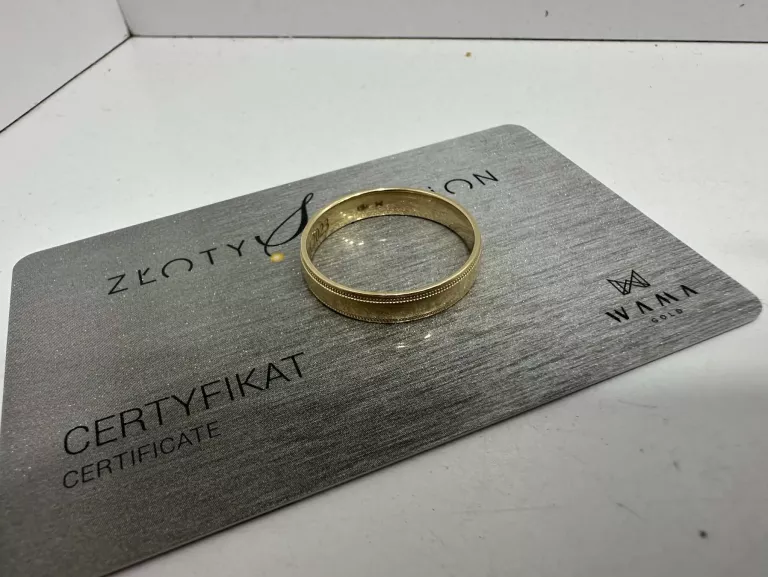 CUDOWNA ZŁOTA  OBRĄCZKA Z CERTYFIKATEM 4,37G/585