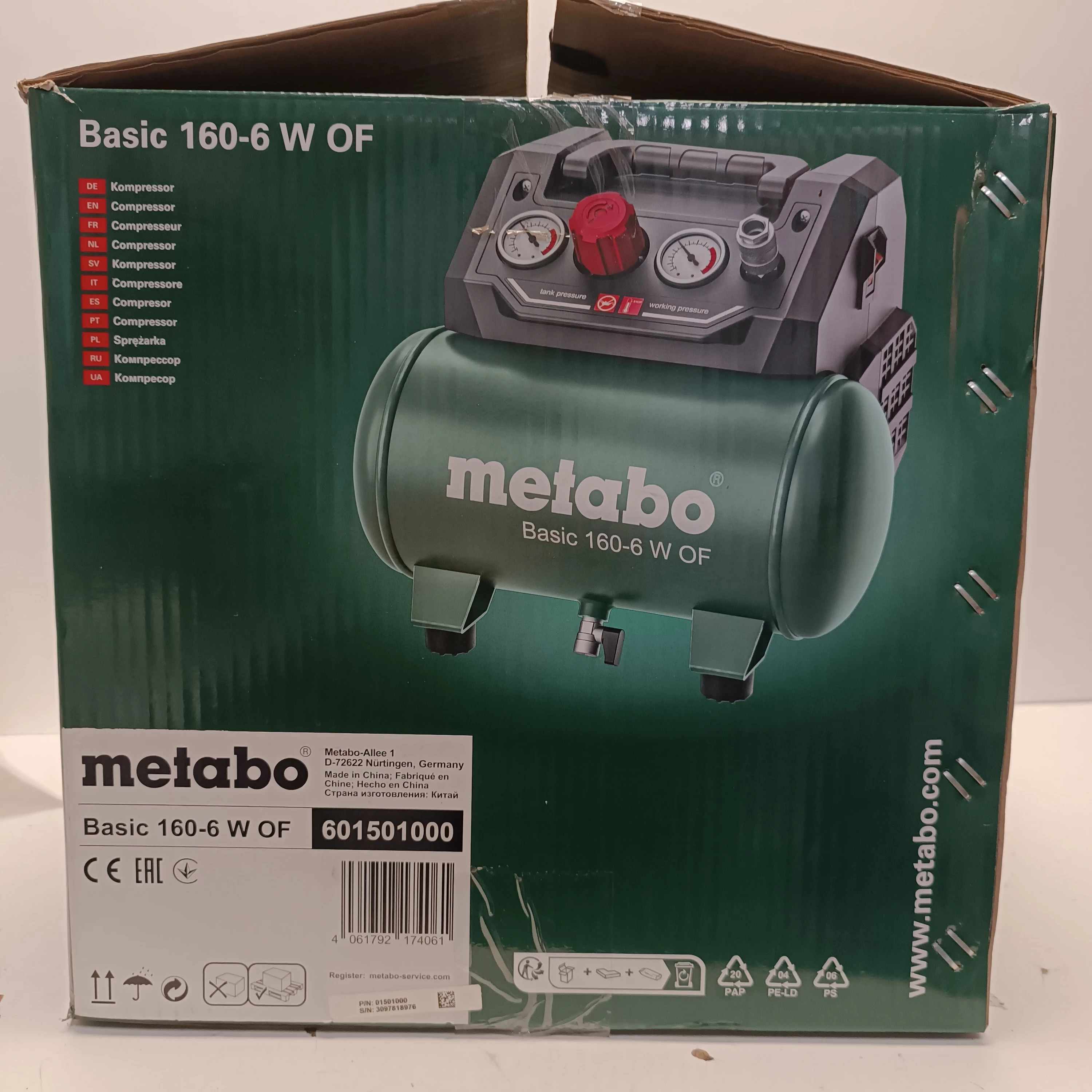 METABO KOMPRESOR SPR ARKA BEZOLEJOWA BASIC 160 6 W OF 900W 6L metabo-kompresor-spr-arka-bezolejowa-basic-160-6-w-of-900w-6l