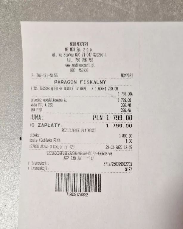 TELEWIZOR TCL 55C69B 55" QLED 4K GOOGLE TV