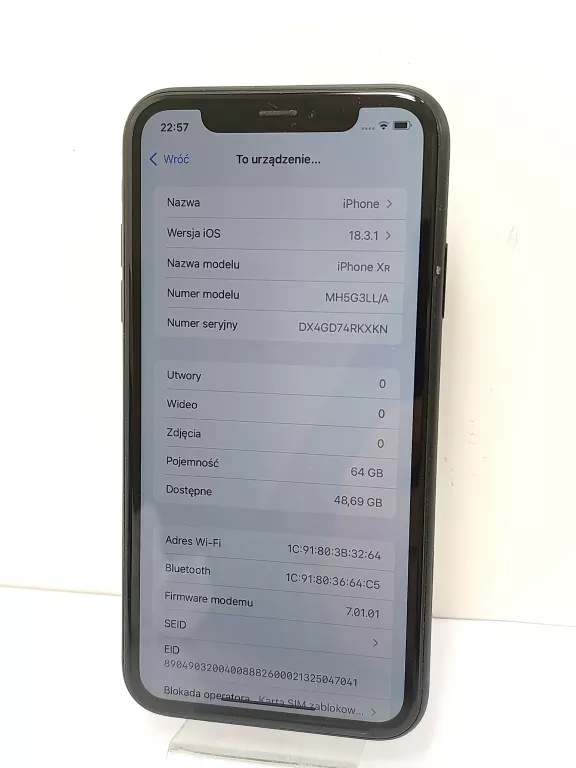 TELEFON IPHONE XR 3/64GB BAT.80%